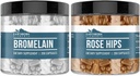 Earthborn Elements Rose HIPS & Bromelain Capsule Bundle (200 Capsules Each), Pure & Undiluted, No Additives