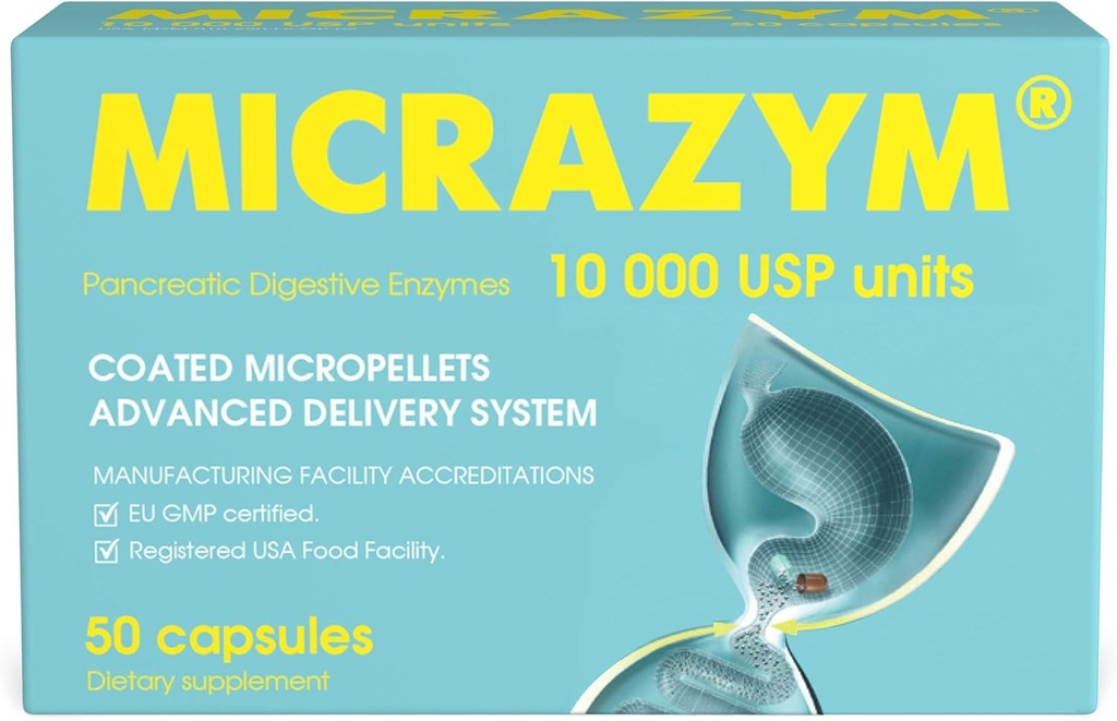 AVVA Pharmа Pancreatic Enzymes - 10,000 USP Effective Pancreatic Enzyme Supplements - Digestive Enzymes for Digestion - 50 Fast-Acting Capsules with Amylase, Lipase and Protease