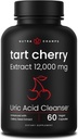 Organic Tart Cherry Extract Capsules 12,000mg - Made from Montmorency Tart Cherry Concentrate, Celery Seed & Bilberry - Uric Acid Cleanse & Joint Support - Vegan Capsules