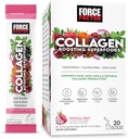 Force Factor Collagen Booting Superfoods with Biotin, Hyaluronic Acid, Bamboo, and Hair, Skin, and Nails Vitamins, Nail Strengner and Skin Supplement, Tropical Fruit Flavor, 20 Stick Packs