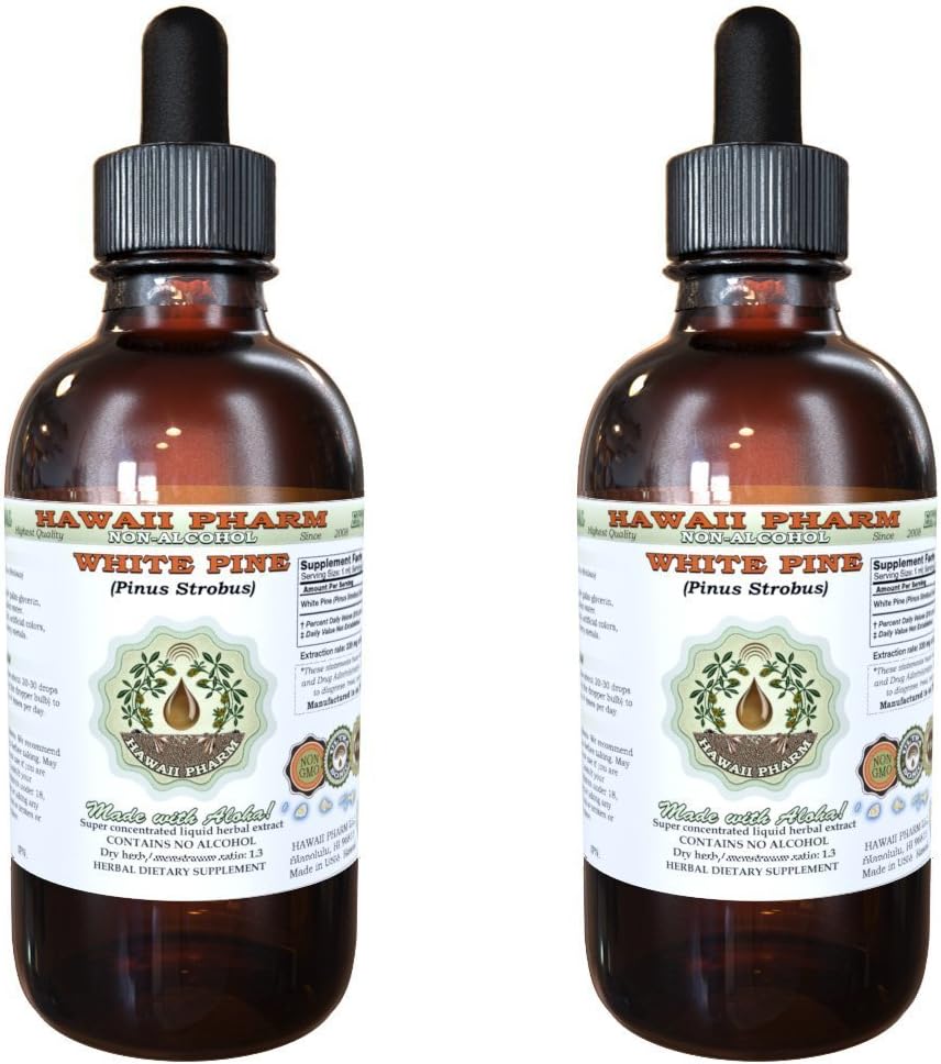 White Pine Alcohol-Free Liquid Extract, White Pine (Pinus Strobus) Αποξηραμένο Bark Φυσικό συμπλήρωμα βοτάνων, Hawaii Pharm, ΗΠΑ 2x2 fl.oz