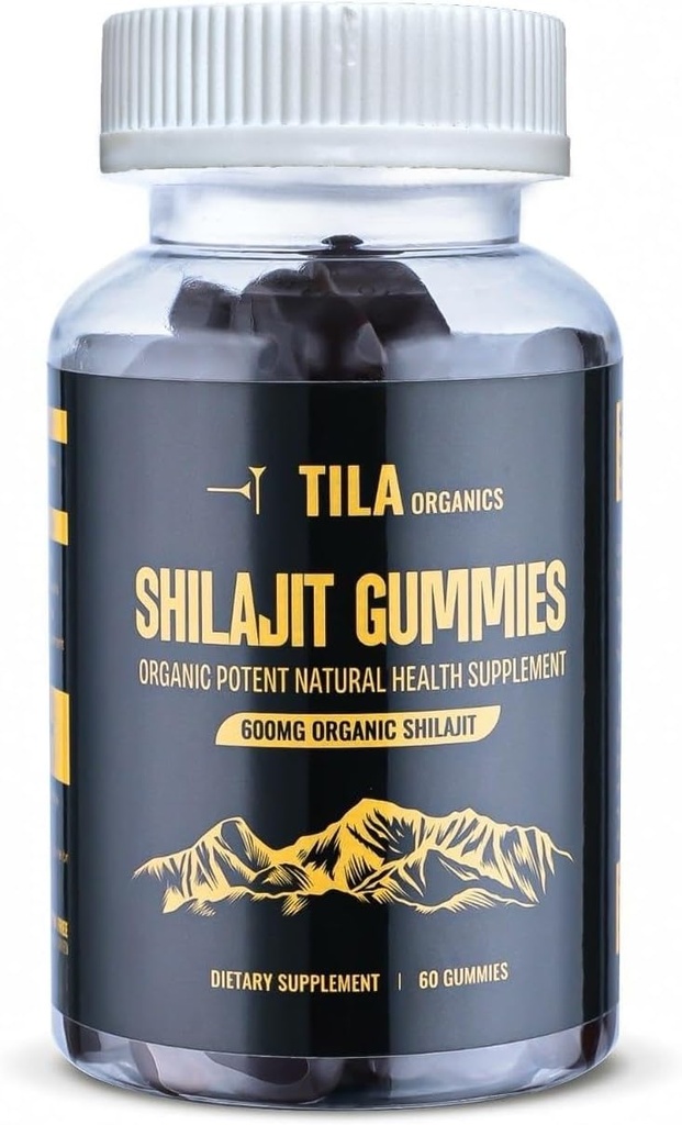 Tila Organic Himalayan Shilajit Resin Soft Gels - 60 Gummies, 600 mg- Φυσικό συμπλήρωμα για άνδρες και γυναίκες με πάνω από 85 ορυκτά ίχνη, Fulvic Acid και Humic Acid Vegan Gluten Free