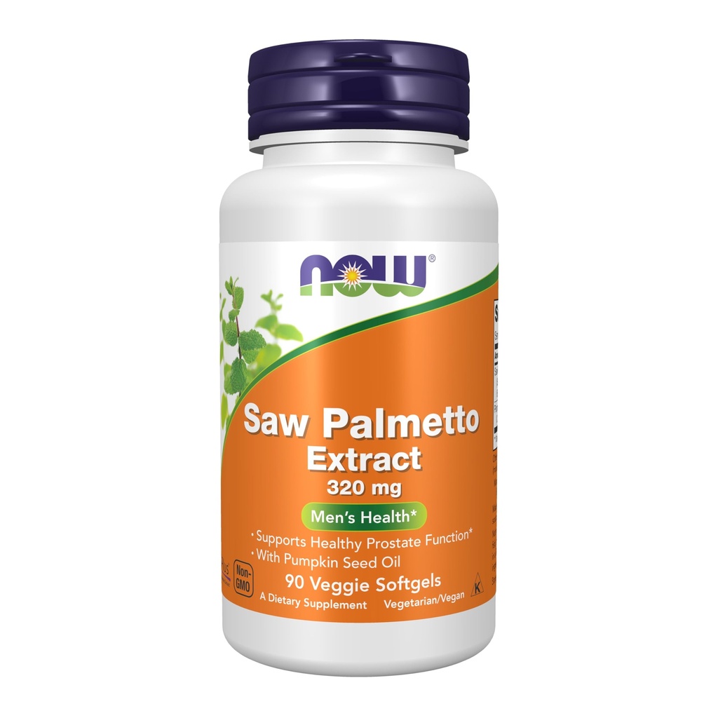 NOW Συμπληρώματα, Saw Palmetto Extract 320 mg με Pumpkin Seed Oil, Men's Health*, 90 Veg Softgels