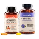 NatureWise Curcumin Turmeric 2250mg & Flaxseed Oil 1200mg Omega 3 6 9 Softgels for Joint, Heart & Immune Support [1 & 2 Month Supply]