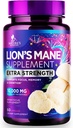 Lions Mane Mushroom Κάψουλες 10.000mg - Lion’s Mane Συμπληρώματα Κάψουλες για την υποστήριξη μνήμης και εστίασης, εγκέφαλος, ανοσοποιητική υποστήριξη υγείας, Vegan, Εμφιαλωμένο στις ΗΠΑ, Lions Mane Mushroom Powder Extract, 60 Count