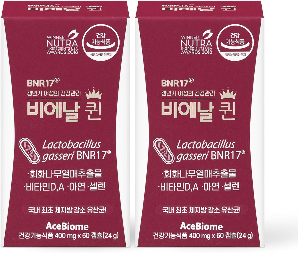 Bnr Queen, Εμμηνοπαυσιακή υποστήριξη Probiotic για τις γυναίκες, 10 δισεκατομμύρια CFU Εγγυημένα, Lactobacillus gasseri BNR17, 60 κάψουλες x 2 συσκευασίες