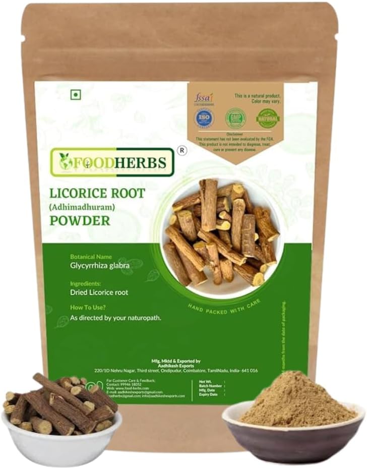 Adhimadhura.m Powder | Mulethi | Pure Licorice Root | 200g | Helps in Cough, Cold & Sore Throat | Helps in Lightens Skin Tone | Helps with Scalp Infections | Wellness & Health Support