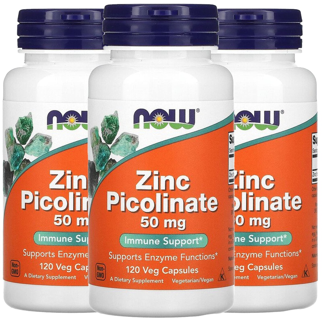 NOW Foods Now Τρόφιμα Ψευδάργυρος Picolinate, 50 mg, 120 κάψουλες Veg, 3 συσκευασίες
