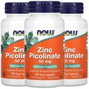 NOW Foods Now Τρόφιμα Ψευδάργυρος Picolinate, 50 mg, 120 κάψουλες Veg, 3 συσκευασίες