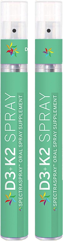 Spectraspray Vitamin D3 + K2 Spray 2 Pack - MenaQ-7 K2 Oral Vitamin Healthy Lifestyle Support, 60 Day Supply Total