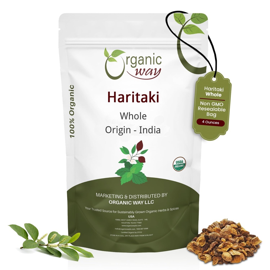 Organic Way Haritaki Whole (Chebulic Myrobalan) 