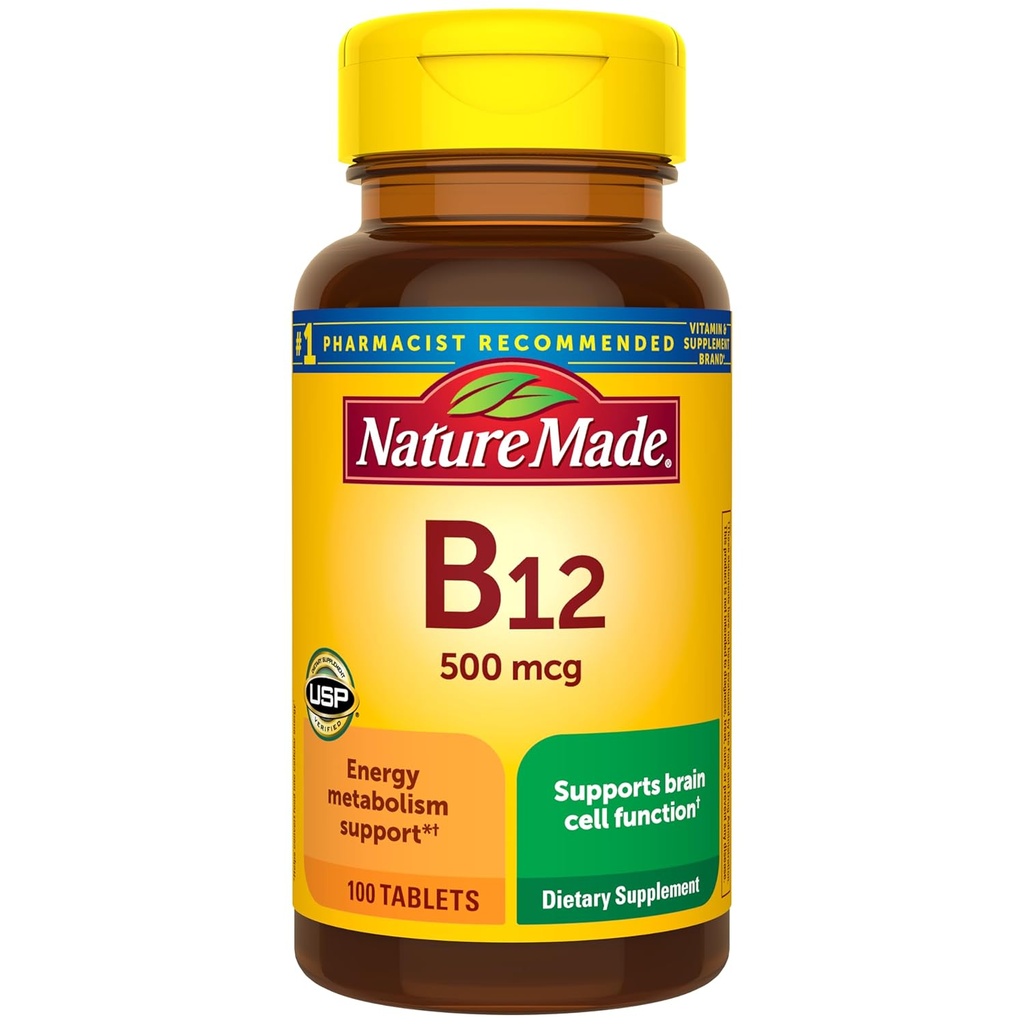 Nature Made Vitamin B12 500 mcg. Tabletισκία 100 Ct
