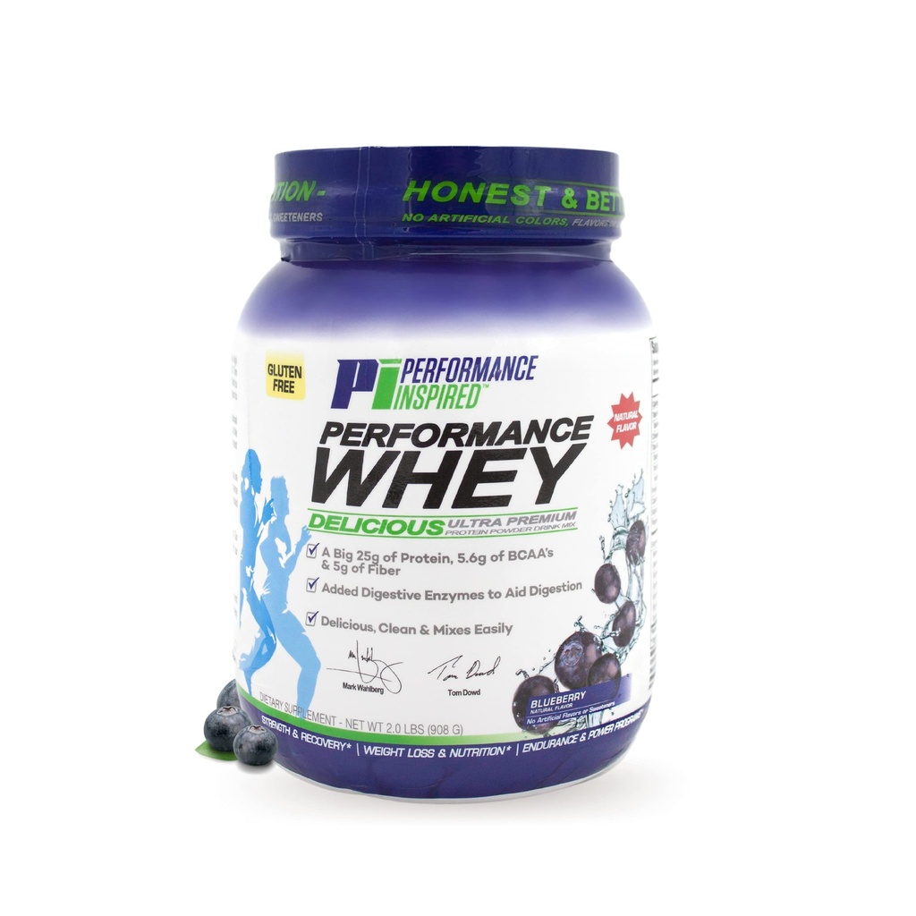 PERFORMANCE INSPIRED διατροφή WHEY πρωτεΐνη σκόνη – Όλα τα φυσικά – 25G πρωτεΐνη – BCAAs – Diestive Ένζυμα – Ίνες συσκευασμένες – Βατόμουρο – 2lb