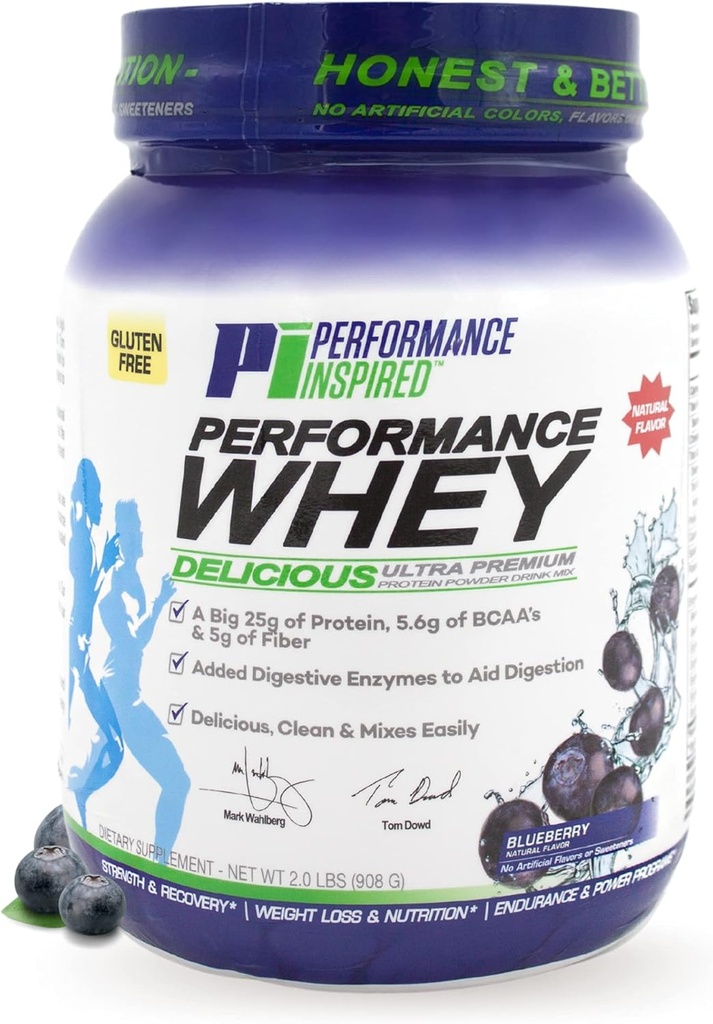 PERFORMANCE INSPIRED διατροφή WHEY πρωτεΐνη σκόνη – Όλα τα φυσικά – 25G πρωτεΐνη – BCAAs – Diestive Ένζυμα – Ίνες συσκευασμένες – Βατόμουρο – 2lb