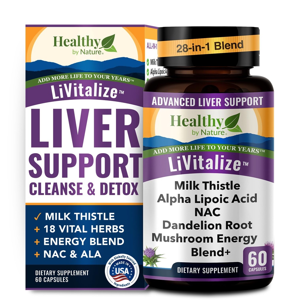 Liver Cleanse Detox & Repair – Υποστήριξη για το συκώτι 28-σε-1 - Γαϊδουράγκαθο Dandelion NAC Alpha Lipoic Acid Artichoke & Reishi Chaga Turkey Tail Mushroom – Ενεργό συμπλήρωμα για την υγεία του ήπατος, 1540mg (60 κάψουλες)