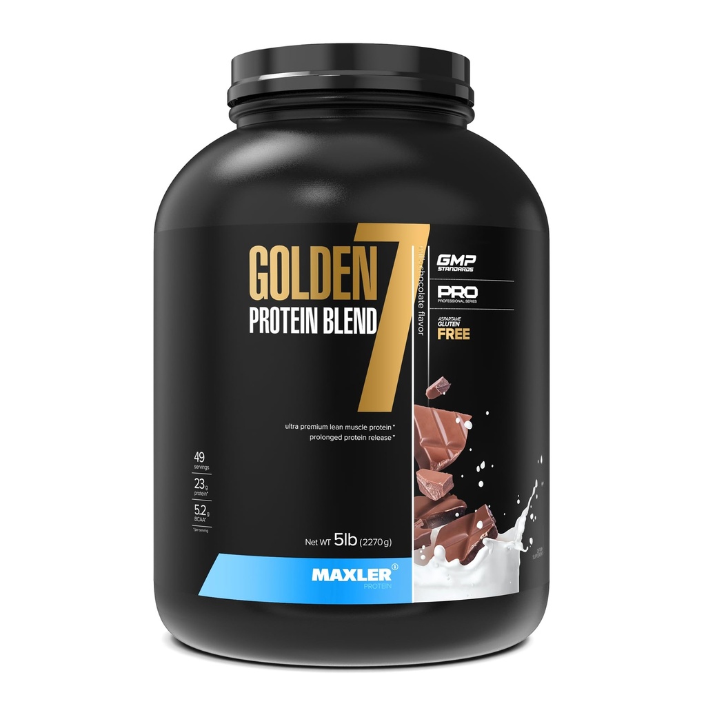 Maxler Golden 7 μείγμα πρωτεΐνης - σκόνη πρωτεΐνης για μυϊκή αύξηση & ανάκτηση - σκόνη πρωτεΐνης σοκολάτας γάλακτος 5 lb