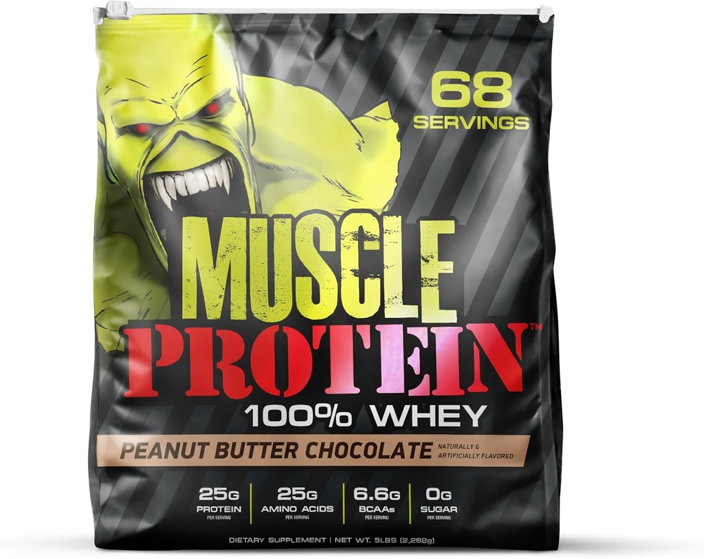 COLOSSAL LABS Whey powder μυικής πρωτεΐνης [5 lbs/Pack of 1]– Κρύο Φιλτραρισμένο, 25g καθαρή πρωτεΐνη, 6,6g BCAAs (Packing May Vary) (5 λίβρα (Pack of 1), Σοκολάτα φυστικοβούτυρο)