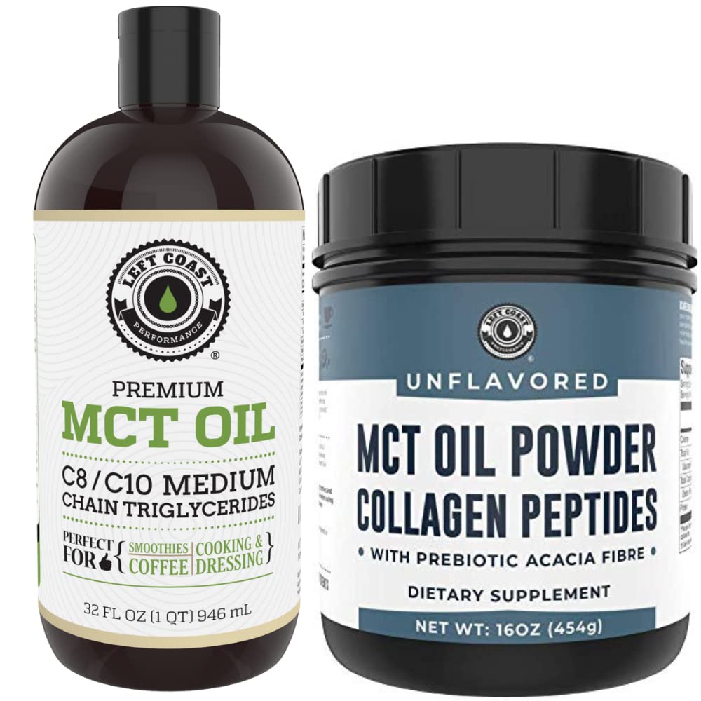 Left Coast Performance 32oz Premium MCT Oil και 16oz Unlavored MCT + σκόνη κολλαγόνου