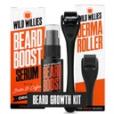 Wild Willies Beard Growth Kit - Premium Derma Roller & Beard Boost Serum - Microneed Roller & Beard Hair Growth Serum with Biotin & Caffeine for Fuller Beard, Scalp Care - Εύκολο στη χρήση Kit with Case