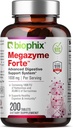 biophix Megazyme Forte 200 Tablets - Φυσικό Φυτικό Πρωτολυτικό Ένζυμα Nattozimes Serrazimes Υποστηρίζει το Digestive System Immune Health