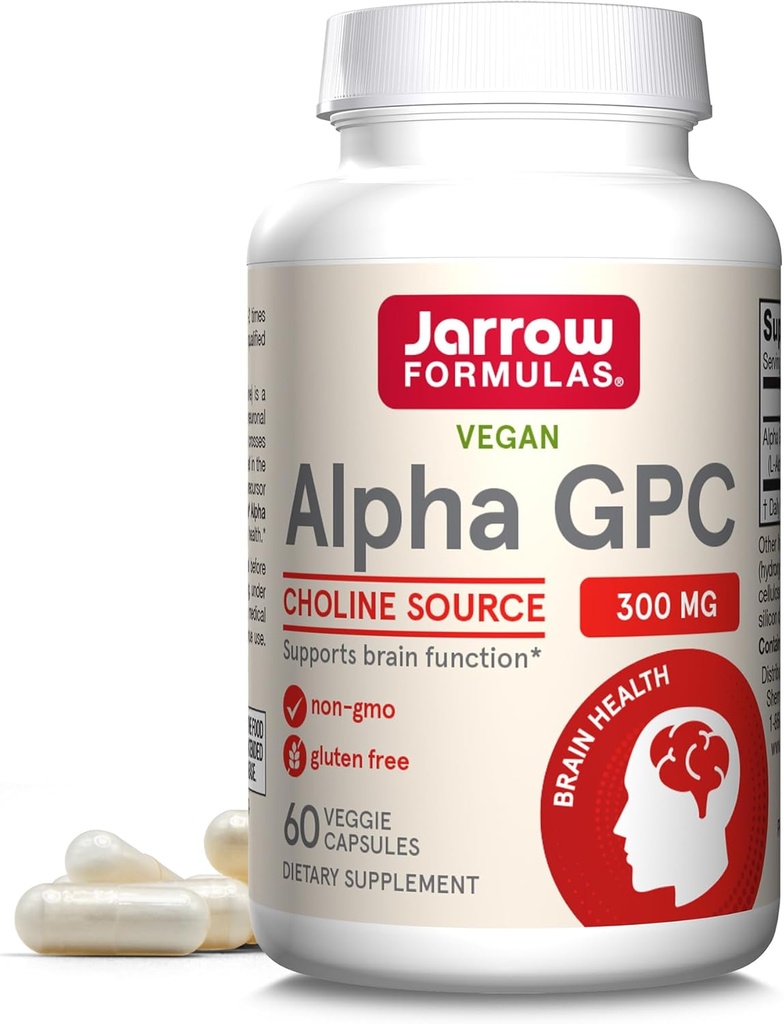 Jarow Formulas® Alpha GPC, 300mg, Συμπλήρωμα διατροφής, Συμπληρώματα για την υγεία του εγκεφάλου για ενήλικες, 60 κάψουλες Veggie, 30 ημέρες προσφοράς
