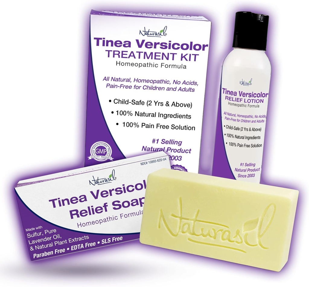 Naturasil Αντιμυκητιασική Tinea Versicolor θεραπεία Kit Απαλή & γρήγορη ανακούφιση για όλους τους τύπους Tinea, θυλακίτιδα, Itch & Chilblains