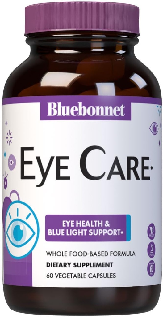 Bluebonnet Nutrition Eye Care Macular & Blue, Eye Health & Blue Light Support*, Vegan, Kosher-Certified, Gluten-Free, Dairy-Free, 60 Vegetable Capsules, 30 Servings
