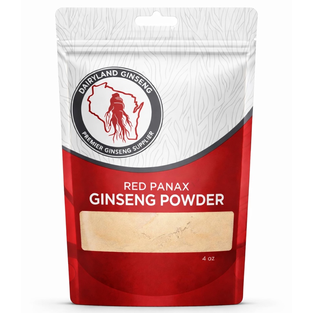 Κόκκινο Panax Ginseng σκόνη με φυσικό Ginsenosides (4 oz)- Υποστηρίζει υγιή ενέργεια, ζωτικότητα, Mood και More, κορεατική Panax Ginseng Root Powder για smoothies, καφέ ή ποτά (1 Pack)