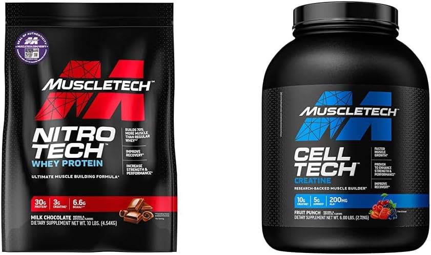 ΜύεςTech Whey Protein Powder Nitro-Tech Whey Protein Isolate & Peptides & nohydrate Powder Cell-Tech Creatine Powder