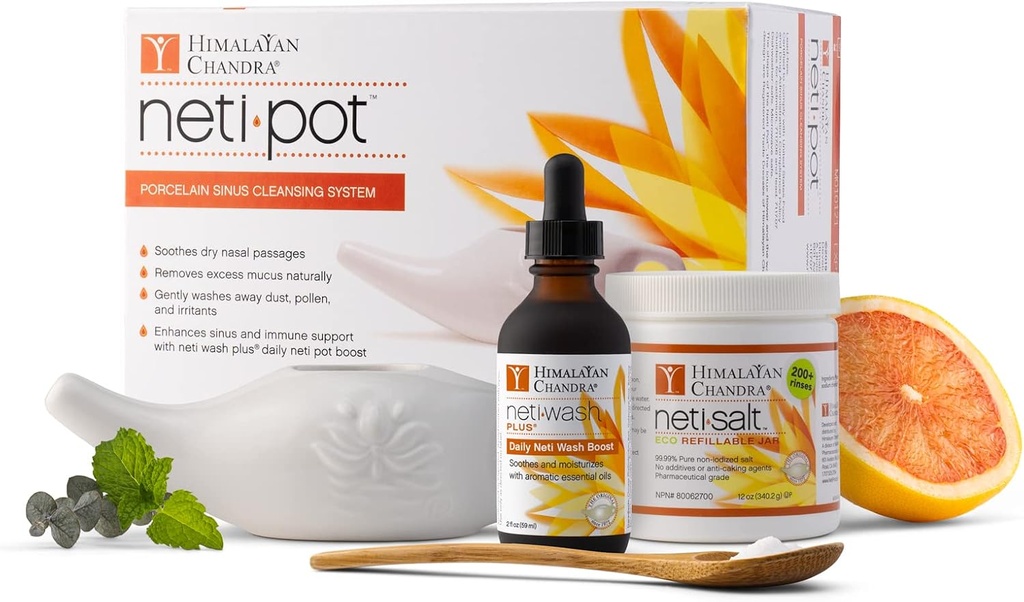 Himalayan Chandra Neti Pot Πλήρης Κιτ Εκκίνησης Συστήματος Καθαρισμού Σινού