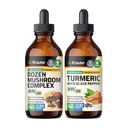Δεκάδες Mushroom Tincture 4 Fl. Oz. & Turmeric Tincture 4 Fl. Oz.