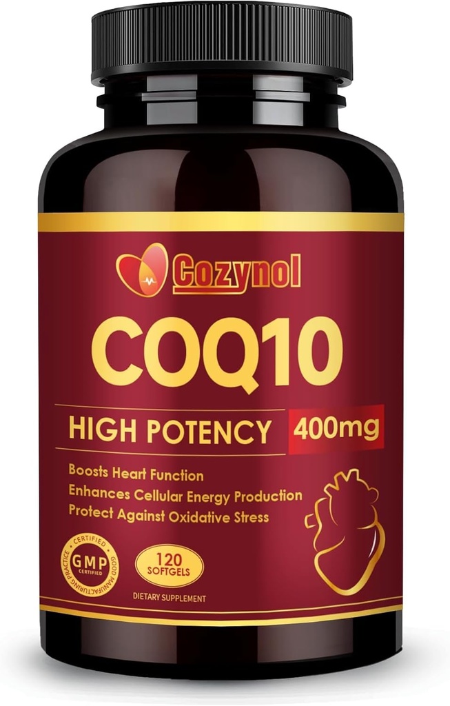 CoQ10 400mg Softgels με Ωμέγα 3 & PQQ, Ισχυρό Αντιοξειδωτικό για την Καρδιά Υγεία & Παραγωγή Ενέργειας, 120 Count