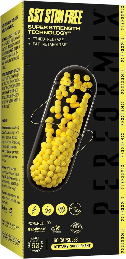 PERFORMIX SST Stim Free Super Strength Technology - Μη-διεγερτική, Timed-Released Energy Booster - L-Carnitine & Ashwagandha - Προκαταρκτικό συμπλήρωμα προπόνησης, Fitness Goals για άνδρες & γυναίκες - 60 κάψουλες