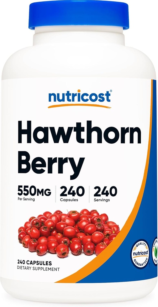Nutricost κάψουλες μούρων Hawthorn 550mg, 240 κάψουλες, χορτοφάγους, μη ΓΤΟ και γλουτένη χωρίς