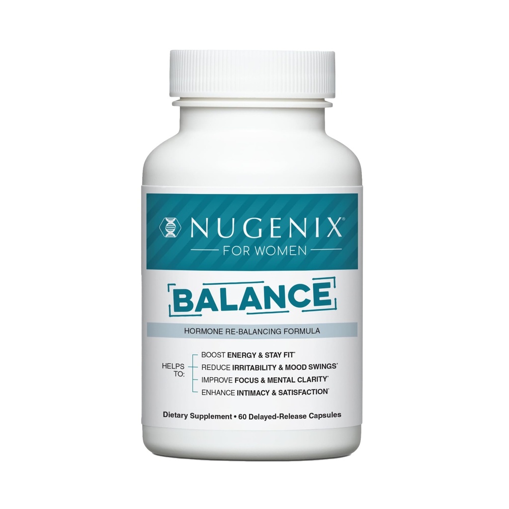 Nugenix για τις γυναίκες Ισορροπία - Ορμονή Ισορροπία για τις γυναίκες, Ενίσχυση της ενέργειας, Βελτίωση Εστίασης & Διανοητική Καθαρότητα, Αποκατάσταση Ορμονική Ισορροπία, Εμμηνόπαυση, Ashwagandha KSM-66, Κουρκουμάς, Βιταμίνη D, DIM, 60 Count