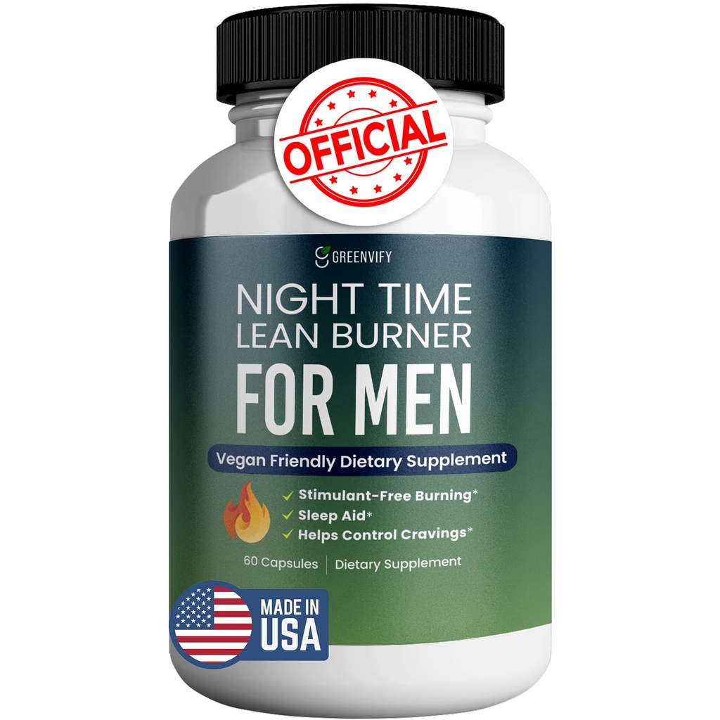 Night Time Lean Burner for Men Advanced Sleep Supplement Vitamin D Night Burner & Anabolic Recovery, Natural Sleep Aid with Magnesium, Ashwaganda (1)
