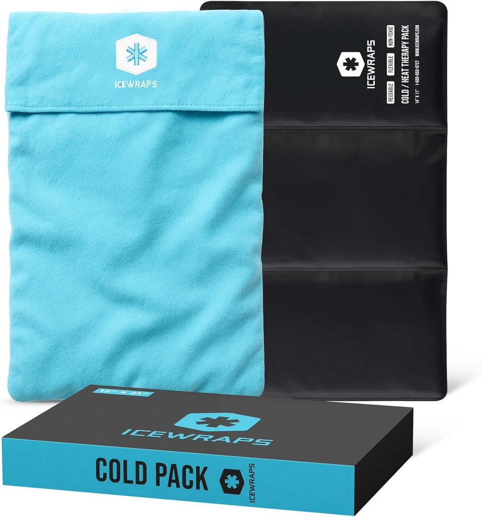 ICEWRAPS 12"x21" Extra Large Reuseable Ice Pack with Soft Fabric Cover - Πολυχρηστική Ευέλικτη Ψυχρή Θεραπεία Πήλινα παγωτά Πακέτα για Γόνατο και Οπίσθια Οίδημα, και χρόνια ανακούφιση του πόνου, ρυθμιζόμενο κρύο πακέτο