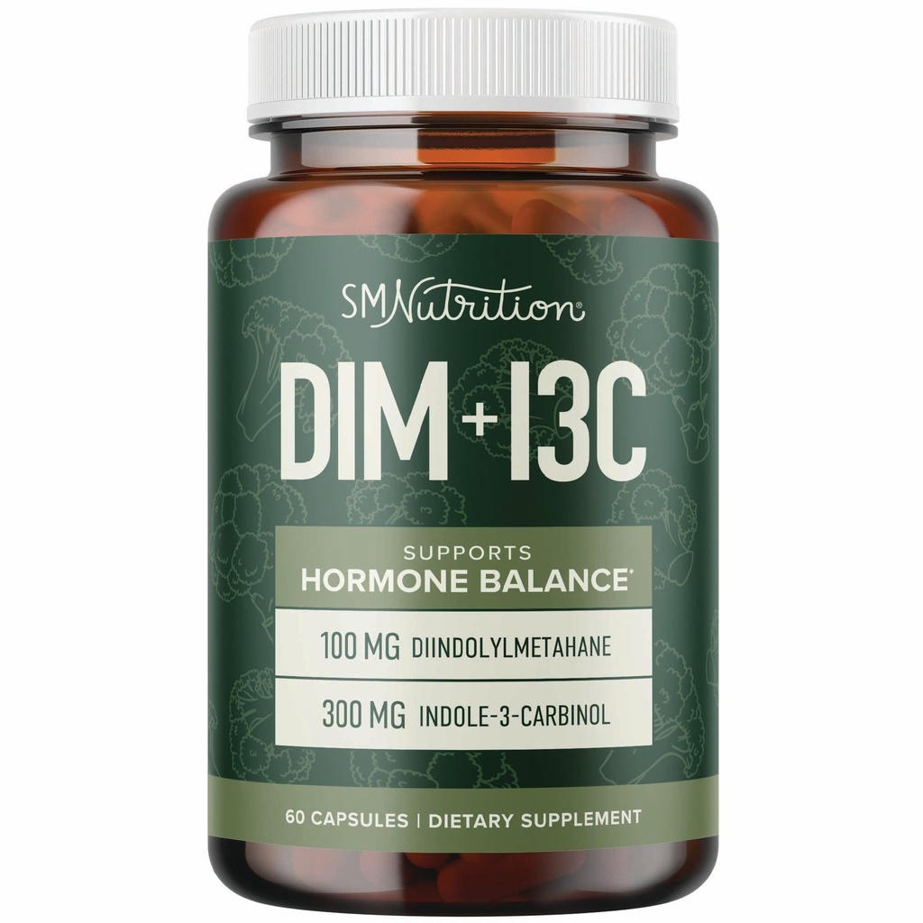 DIM & Indole 3 Carbinol for Hormone Balance for Women & Men | I3C Complex | Estrogen Balance, Menopause Supplements for Womens Health, Antioxidants | Vegan, Non-GMO, Gluten-Free | SMNutrition |60 Ct.
