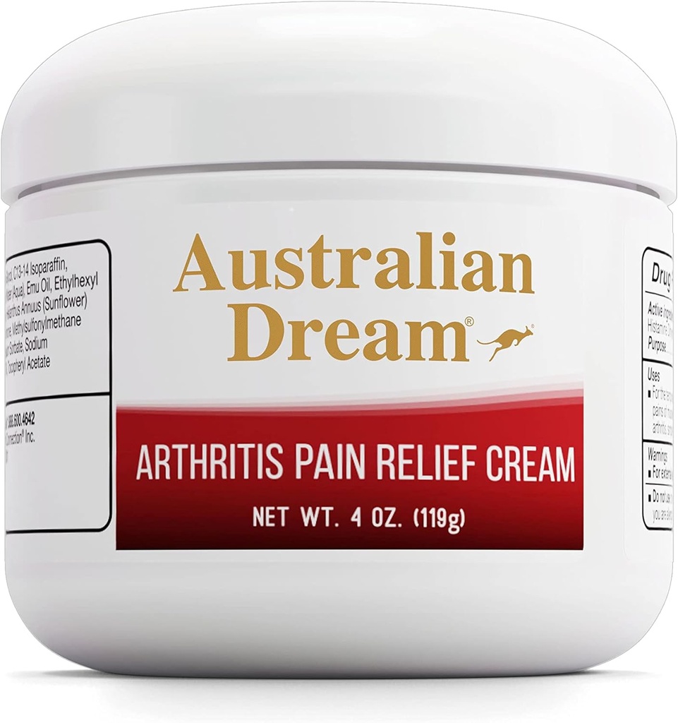 Australian Dream Arthritis Pain Relief Cream - Καταπραϋντική & Μη-Γκρίζα - Ισχυρή Επίκαιρη Αρθρίτιδα Πόνος ανακούφιση - Καλό για τους μυϊκούς πόνους ή αρθρώσεις - 4 oz Jar