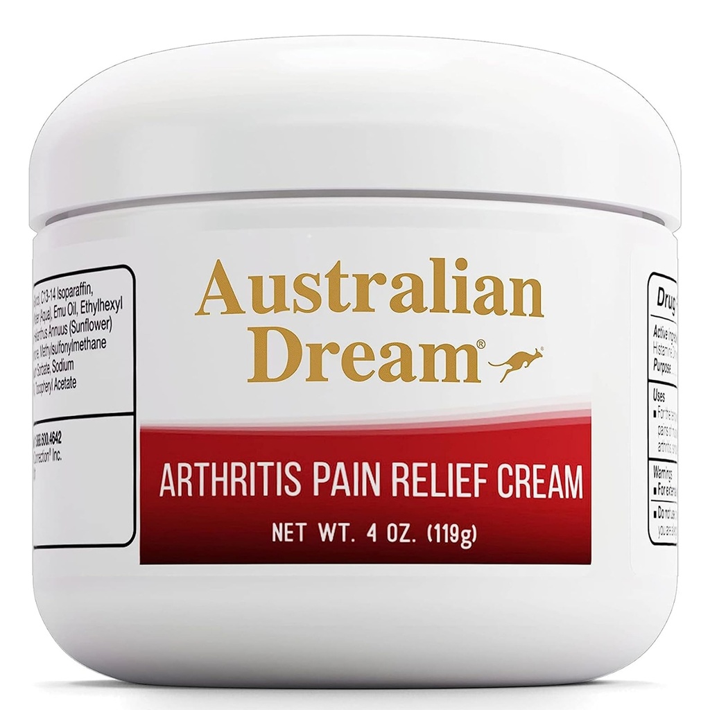 Australian Dream Arthritis Pain Relief Cream - Καταπραϋντική & Μη-Γκρίζα - Ισχυρή Επίκαιρη Αρθρίτιδα Πόνος ανακούφιση - Καλό για τους μυϊκούς πόνους ή αρθρώσεις - 4 oz Jar