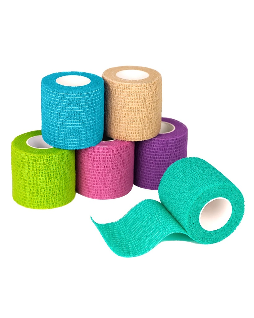 FRICARE Αυτοσυγκολλητική Wrap Bandage, Ιατρική Ταινία σε Κιτ πρώτων βοηθειών, Κοχύλια για Τραύματα Sport Vet, 2 Inches X 5 Yards 6 Rolls, Rainbow