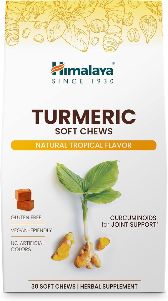Himalaya Turmeric Chews with Curcumin for Healthy Joint Support, and Optimum Flexibility & Mobility, 300 mg εκχυλίσματα ανά υπηρεσία, 30 μαλακά μάσημα, 15 ημέρες προσφοράς