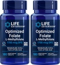 Επέκταση ζωής Βελτιστοποιημένο φολικό (L- Methylfolate) 1700 mcg DFE, 180 Veg δισκία (πακέτο του 2)