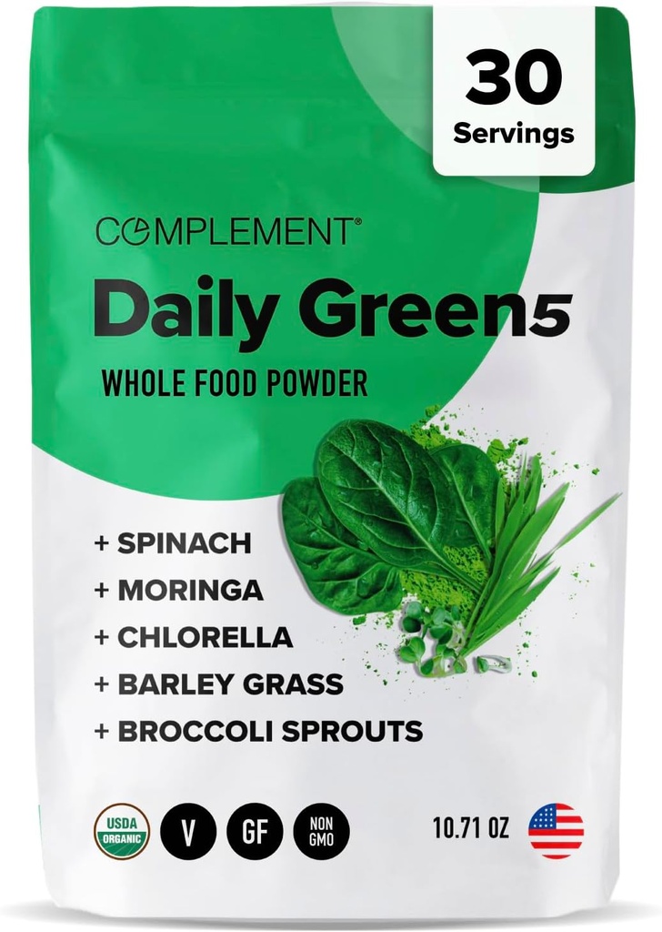 Συμπληρωματικό Daily Greens Powder, Super Greens Powder Superfood-Wholefoods, Organic Chlorella Powder, Barley Grass Juice Powder, Broccoli Spruts- ανοσοποιητική υποστήριξη, Εγκεφαλική υγεία, Metal Detox- 30 εξυπηρετήσεις