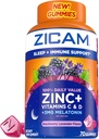 Zicam Ύπνος + Ανοσολογική Υποστήριξη. Zinc, Gummy συμπλήρωμα, BlackBerry Lavender Γεύση, βιταμίνη C και βιταμίνη D, 3mg μελατονίνη ανά υπηρεσία, 70 Count