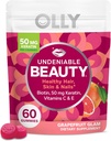 OLLY Undesiable Gummy ομορφιάς, για τα μαλλιά, δέρμα, νύχια, βιοτίνη, βιταμίνη C, κερατίνη, Chewable συμπλήρωμα, Grapefruit, 30 ημέρα προσφοράς - 60 Count