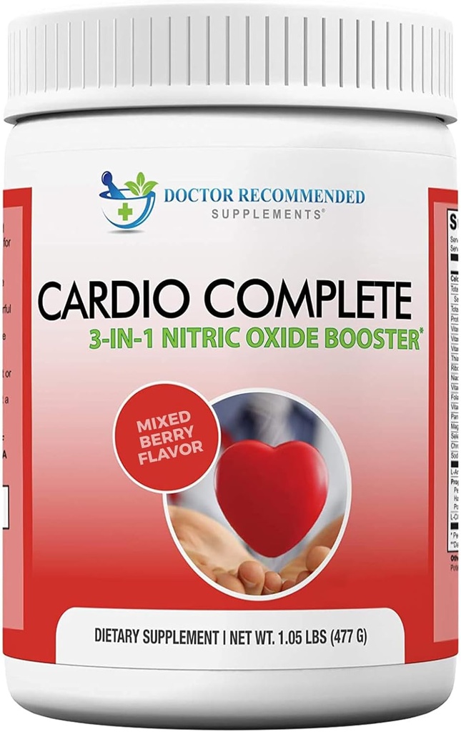 Cardio Complete - Heart Health Supplement Powder Support - 3-σε-1 Nitric Oxide Booster με 5.000 L-αργινίνη, 1.000mg L-Citrulline, και Hawthorn Berry