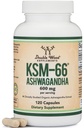 Διπλά συμπληρώματα ξύλου Ashwagandha KSM 66 Βιολογικό και κλινικά Σπουδασμένο εκχύλισμα (600mg ανά υπηρεσία, 120 κάψουλες, 60 υπηρεσίες) Adaptogen Cortisol Manager για γυναίκες και άνδρες