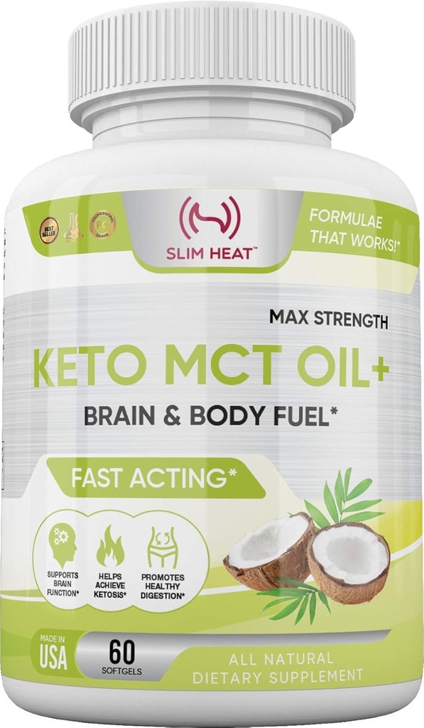 Κάψουλες λαδιού Keto MCT με C8 & C10 - Γρήγορη δράση Ketosis εγκέφαλος & το σώμα Καύσιμα για γυναίκες και άνδρες - Όλα φυσικά, μη GMO, Made in USA (1-Month Supply)