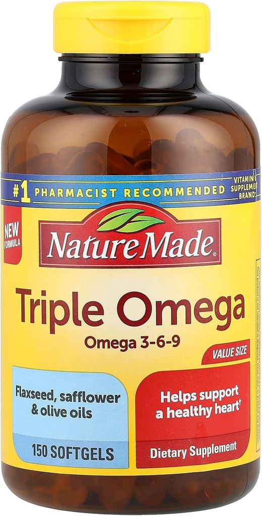 Τριπλή Ωμέγα 3-6-9, 150 Softgels μέγεθος αξίας, Ωμέγα συμπλήρωμα για την υγεία της καρδιάς